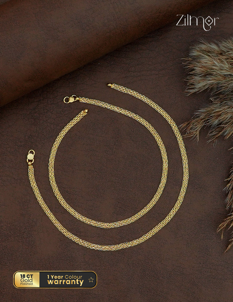 18K Gold Plated Anklet Pair - KT1012454