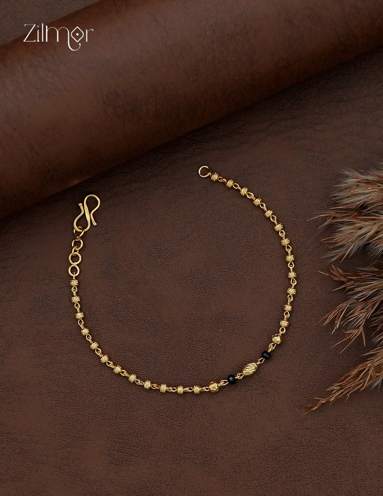 18K Gold Plated Ball Bead Station Chain Bracelet - SG1012834