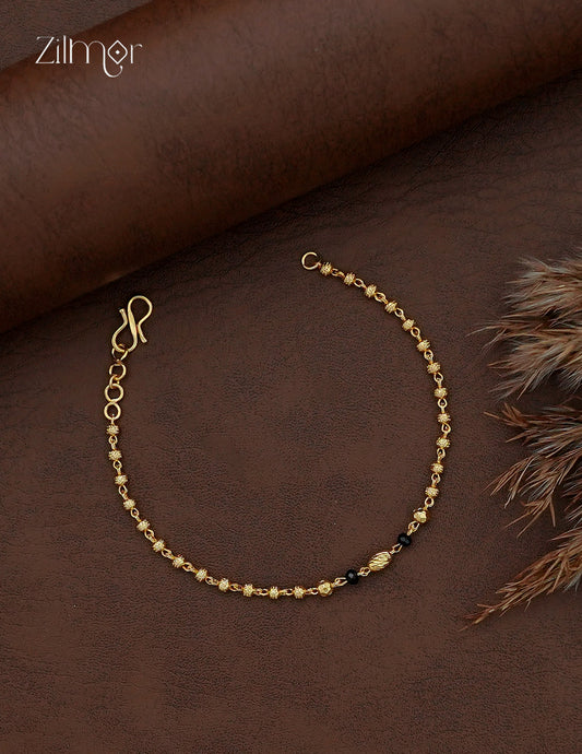 18K Gold Plated Ball Bead Station Chain Bracelet - SG1012834