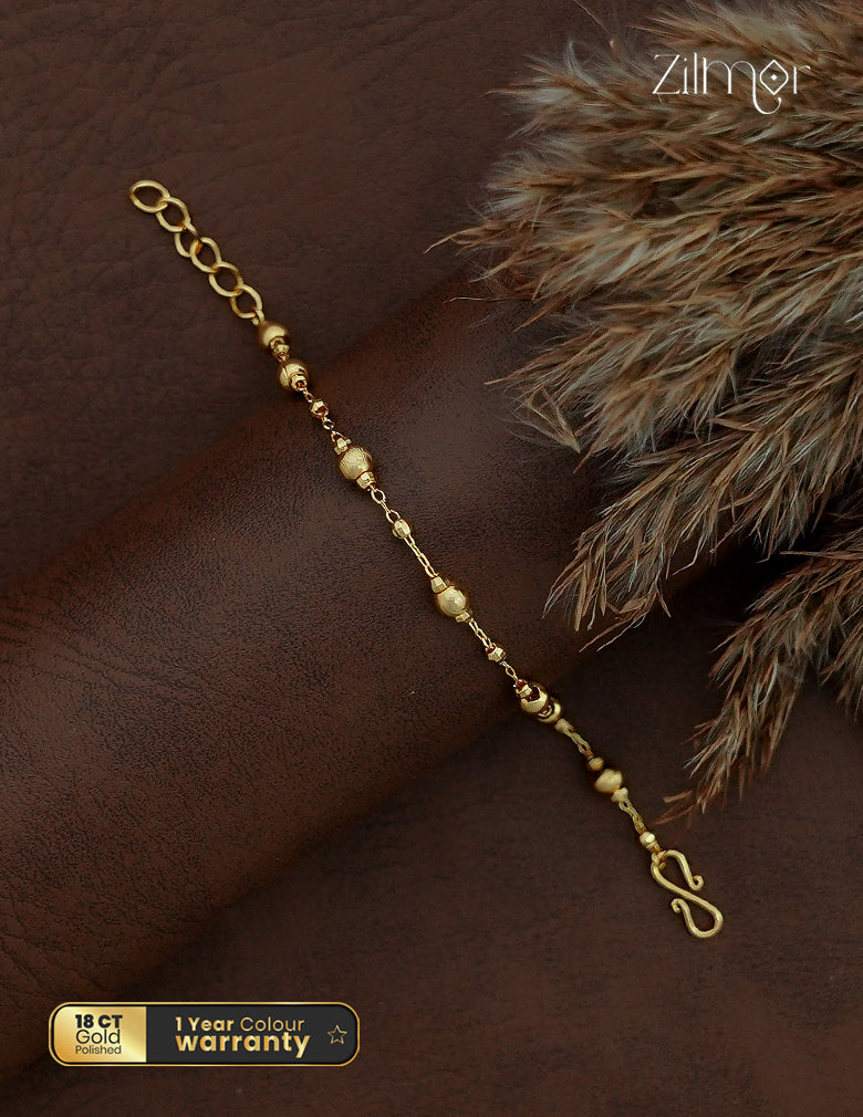 18K Gold Plated Ball Bead Station Chain Bracelet - SK1012606