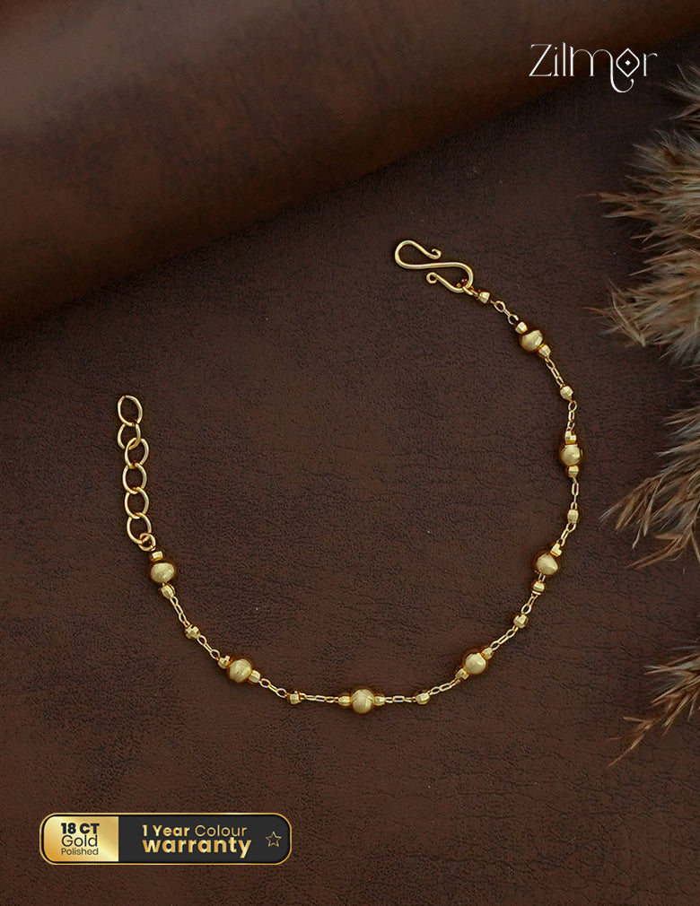 18K Gold Plated Ball Bead Station Chain Bracelet - SK1012606