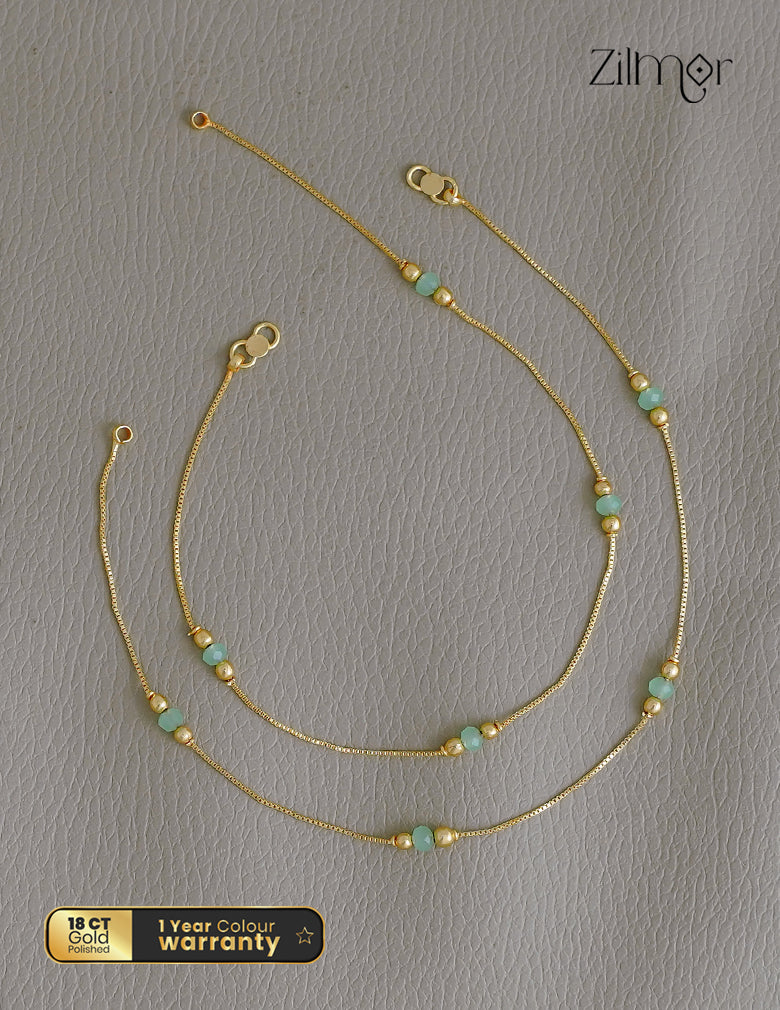 18K Gold Plated Bead Pair Anklet - KT1012326