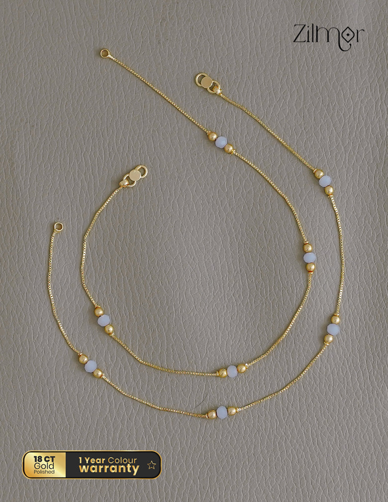18K Gold Plated Bead Pair Anklet - KT1012326