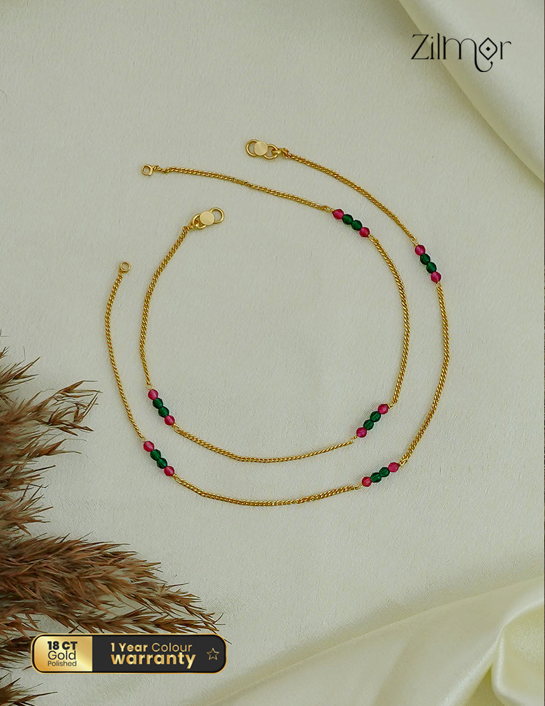 18K Gold Plated Bead Pair Anklet – TR1012524
