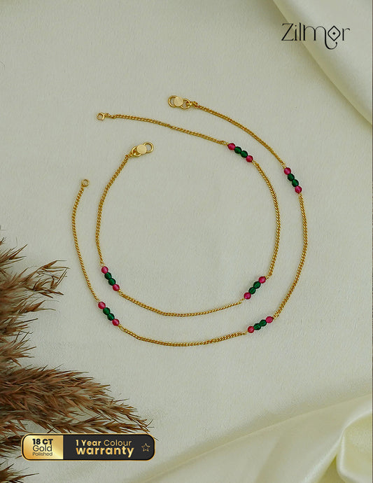 18K Gold Plated Bead Pair Anklet – TR1012524