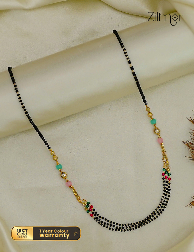 18K Gold Plated Beads Layer Mangalsutra  Necklace - PE1012873