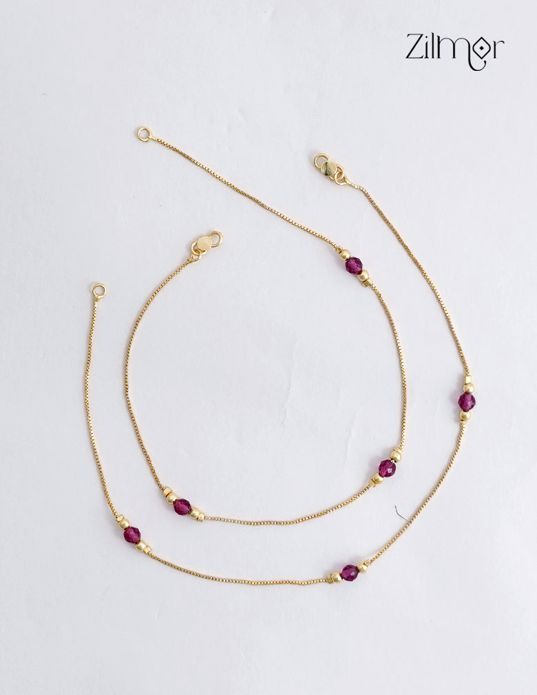 18K Gold Plated  Beads Pair Anklet - TR1012523