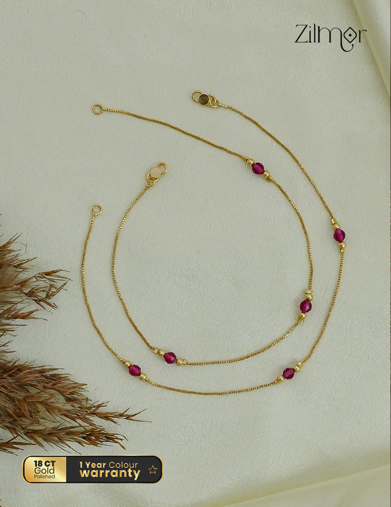 18K Gold Plated  Beads Pair Anklet - TR1012523