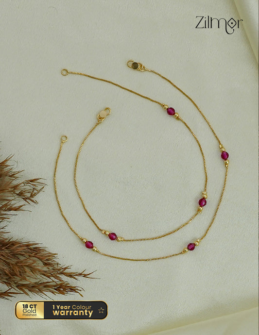 18K Gold Plated  Beads Pair Anklet - TR1012523