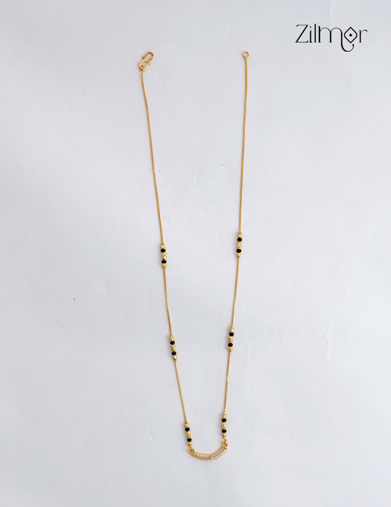 18K Gold Plated Black Bead Mangalsutra Chain Necklace - SG1012620