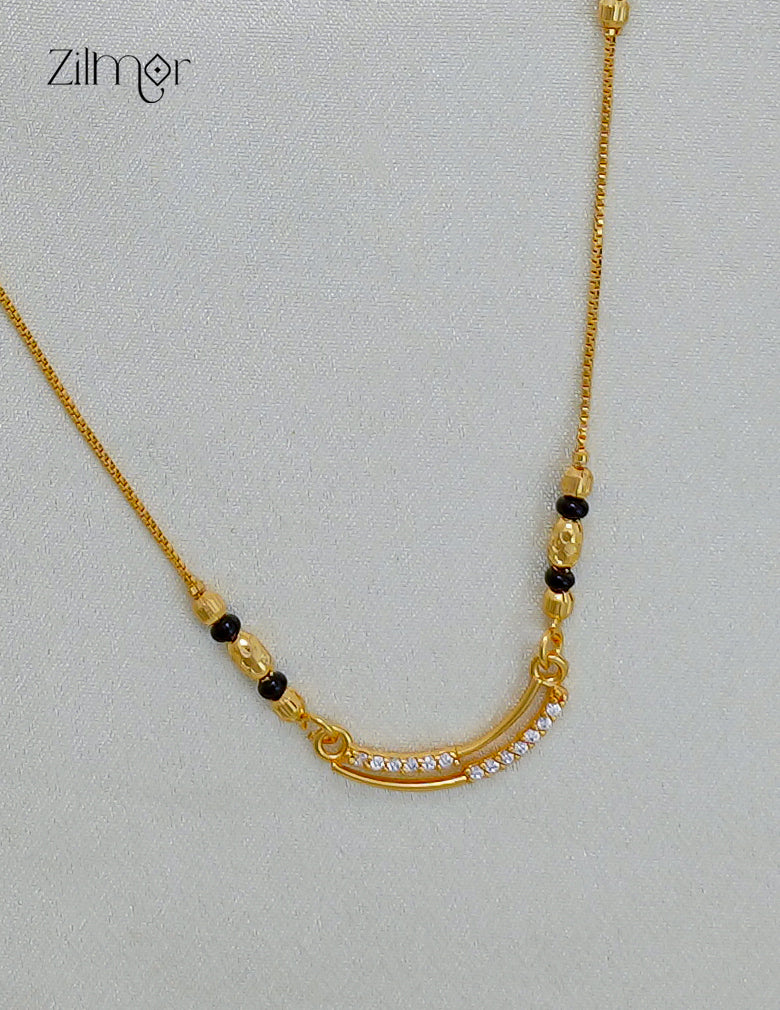 18K Gold Plated Black Bead Mangalsutra Chain Necklace - SG1012620