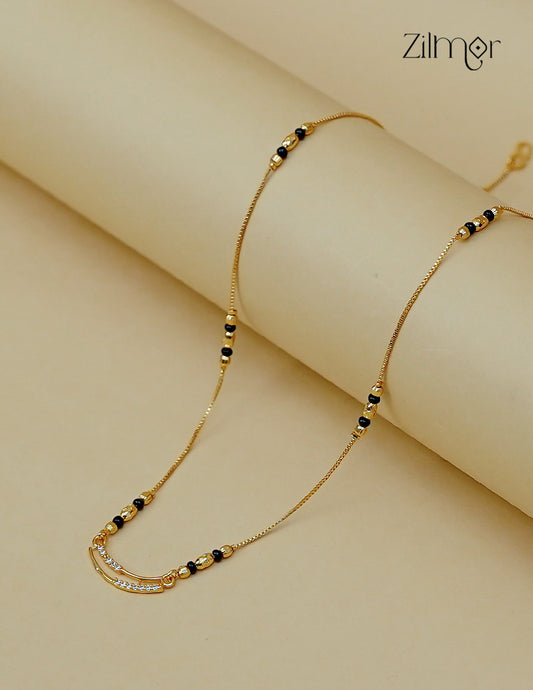 18K Gold Plated Black Bead Mangalsutra Chain Necklace - SG1012620