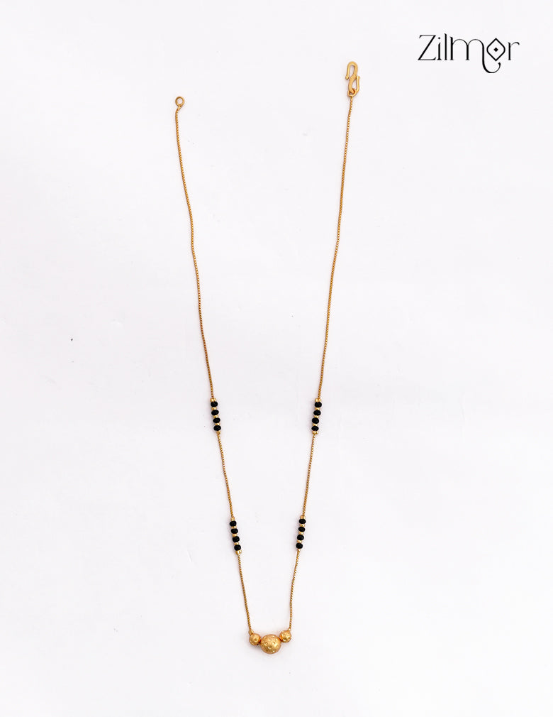 18K Gold Plated Black Bead Mangalsutra Necklace - SG1012616