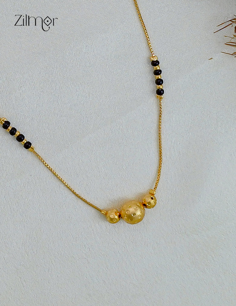 18K Gold Plated Black Bead Mangalsutra Necklace - SG1012616