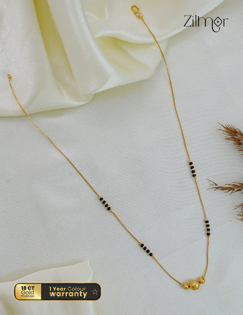18K Gold Plated Black Bead Mangalsutra Necklace - SG1012616
