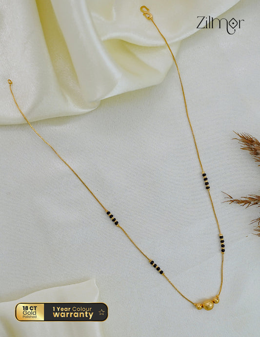 18K Gold Plated Black Bead Mangalsutra Necklace - SG1012616