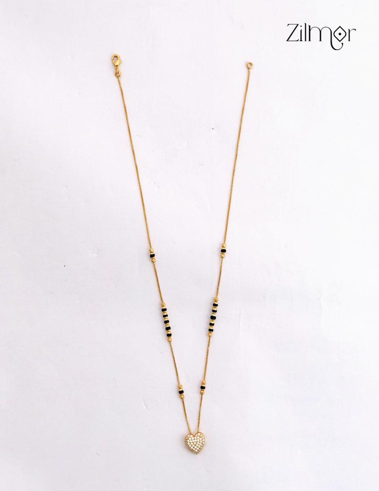 18K Gold Plated Black Bead Mangalsutra Necklace - SG1012618