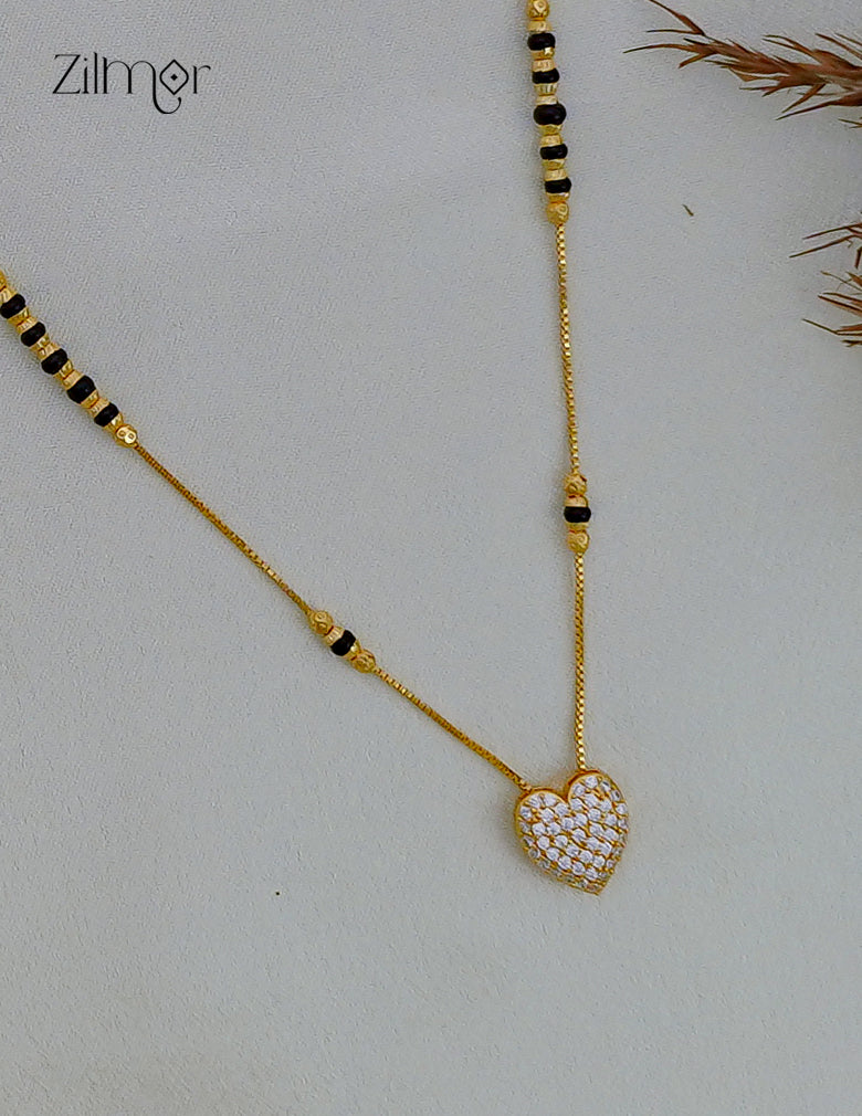 18K Gold Plated Black Bead Mangalsutra Necklace - SG1012618
