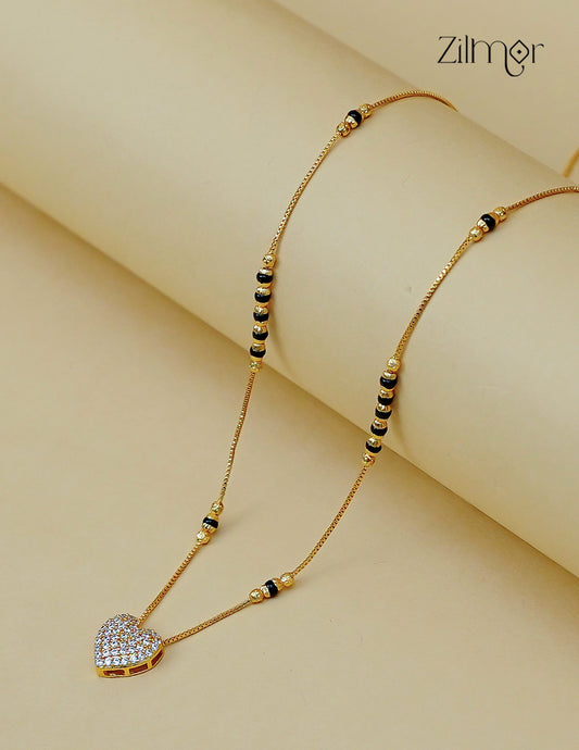 18K Gold Plated Black Bead Mangalsutra Necklace - SG1012618