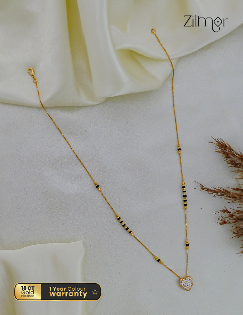 18K Gold Plated Black Bead Mangalsutra Necklace - SG1012618