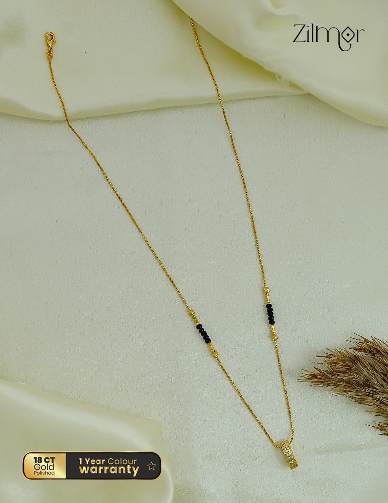 18K Gold Plated Black Bead Mangalsutra Necklace - SG1012619