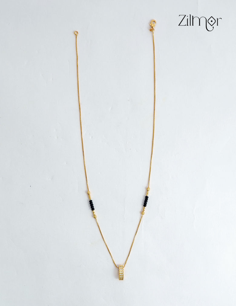 18K Gold Plated Black Bead Mangalsutra Necklace - SG1012619