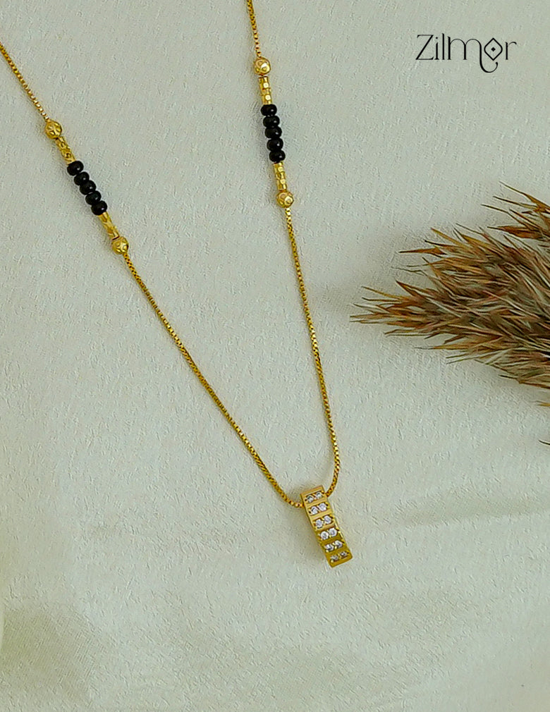18K Gold Plated Black Bead Mangalsutra Necklace - SG1012619