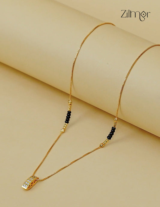 18K Gold Plated Black Bead Mangalsutra Necklace - SG1012619