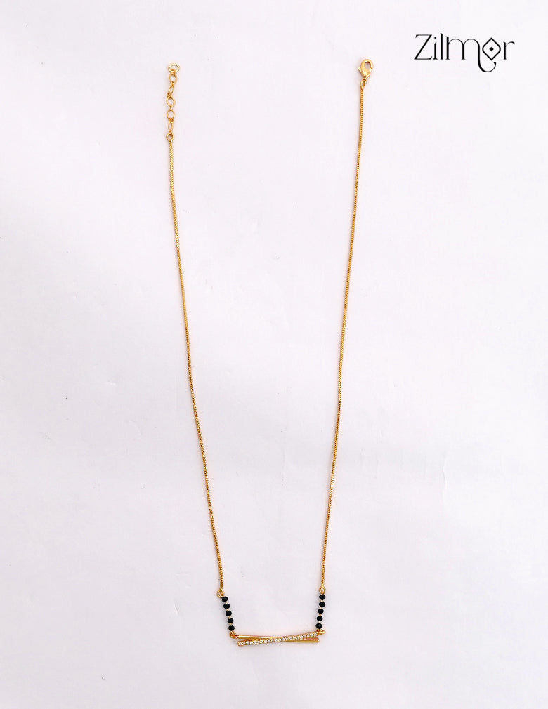 18K Gold Plated Black Bead Mangalsutra Necklace - SG1012621