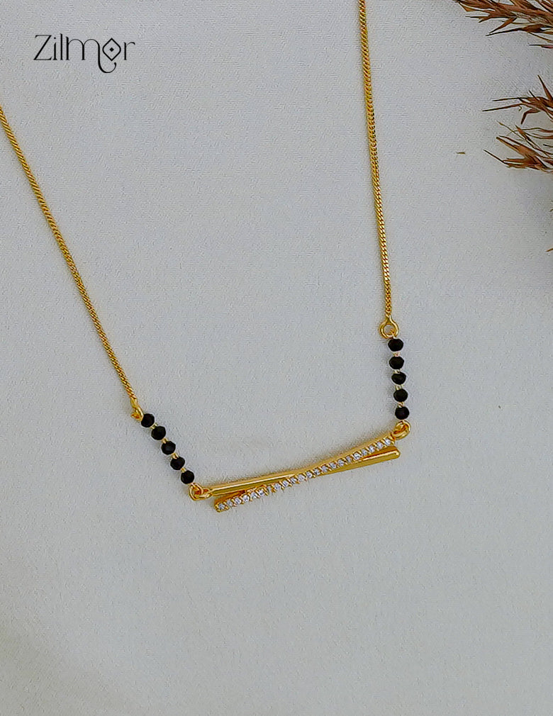 18K Gold Plated Black Bead Mangalsutra Necklace - SG1012621