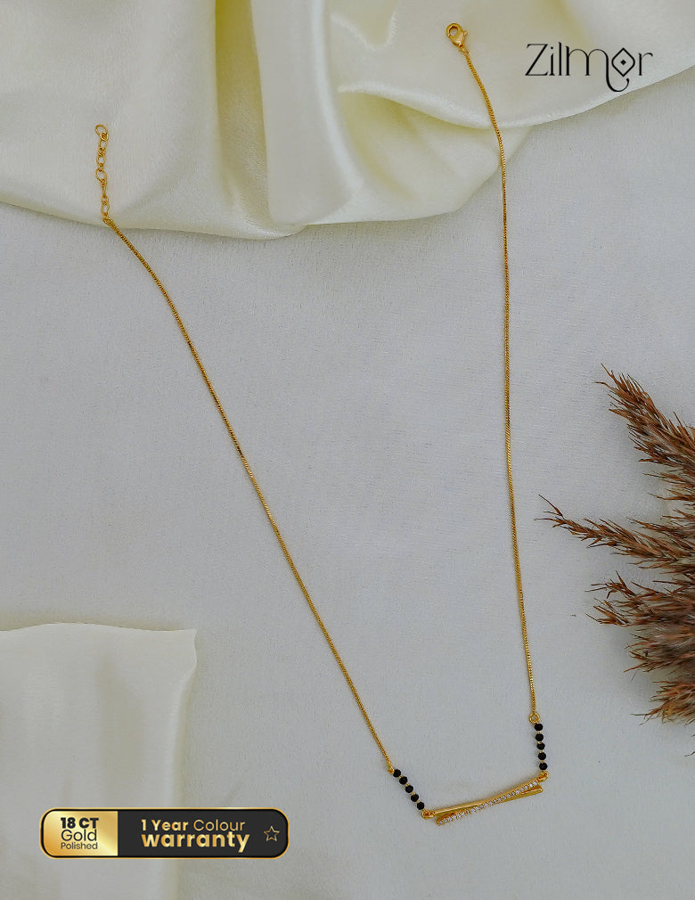 18K Gold Plated Black Bead Mangalsutra Necklace - SG1012621