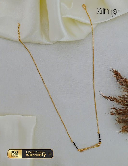 18K Gold Plated Black Bead Mangalsutra Necklace - SG1012621