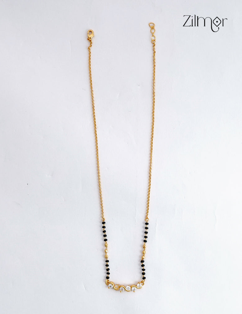 18K Gold Plated Black Bead Mangalsutra Necklace - SG1012622