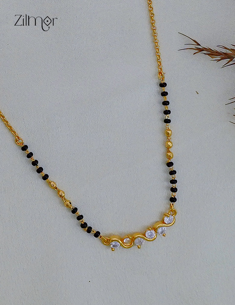 18K Gold Plated Black Bead Mangalsutra Necklace - SG1012622