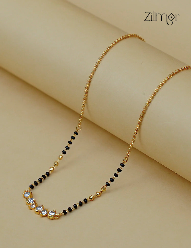 18K Gold Plated Black Bead Mangalsutra Necklace - SG1012622