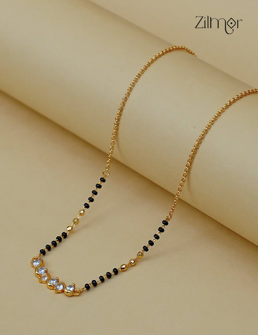 18K Gold Plated Black Bead Mangalsutra Necklace - SG1012622