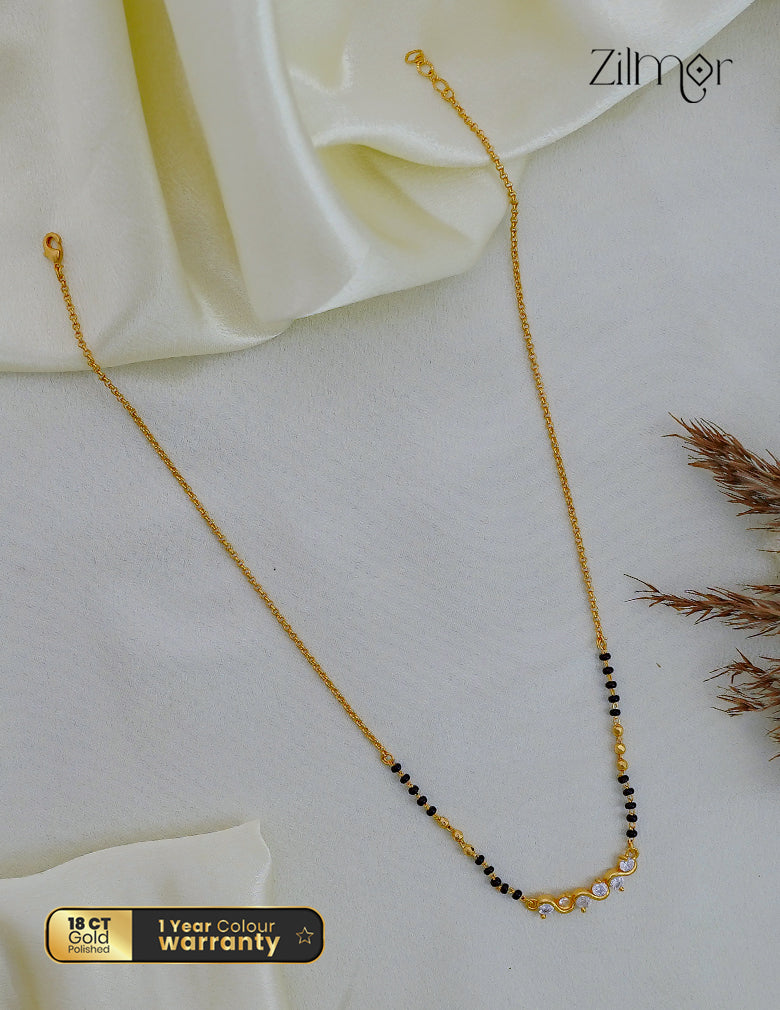 18K Gold Plated Black Bead Mangalsutra Necklace - SG1012622