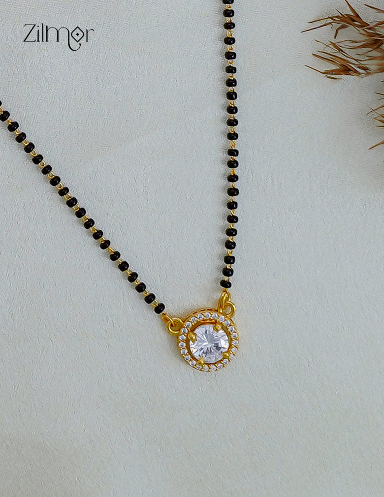 18K Gold Plated Black Bead Mangalsutra Necklace - SG1012623