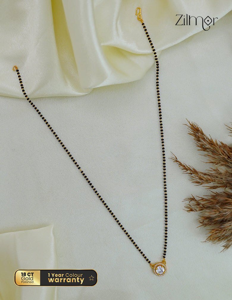 18K Gold Plated Black Bead Mangalsutra Necklace - SG1012623