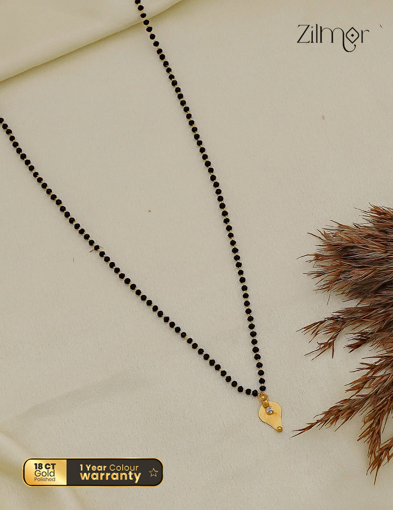 18K Gold Plated Black Bead Thaali Pendant Mangalsutra Necklace - AG1012778