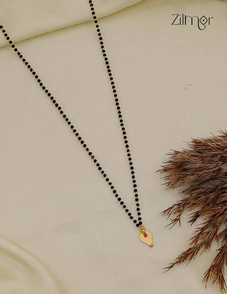 18K Gold Plated Black Bead Thaali Pendant Mangalsutra Necklace - AG1012778