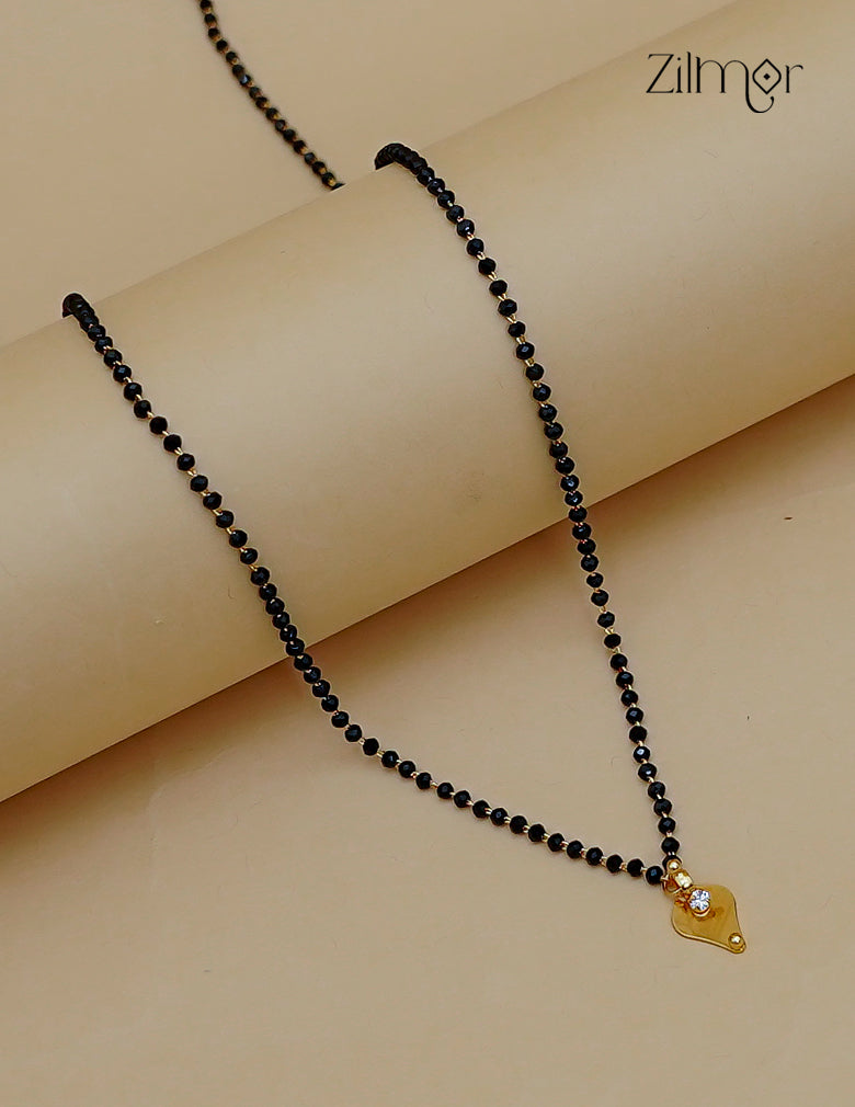 18K Gold Plated Black Bead Thaali Pendant Mangalsutra Necklace - AG1012778