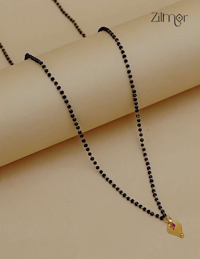 18K Gold Plated Black Bead Thaali Pendant Mangalsutra Necklace - AG1012778