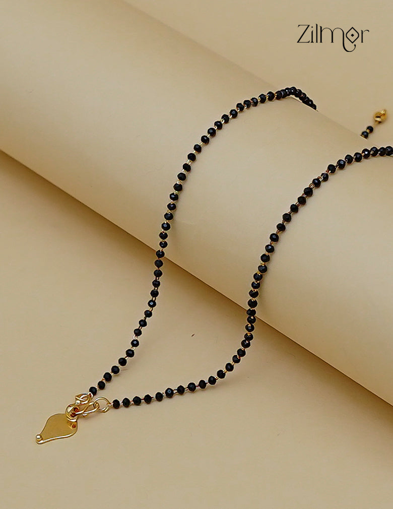 18K Gold Plated Black Bead Thaali Pendant Mangalsutra Necklace - SK1012732