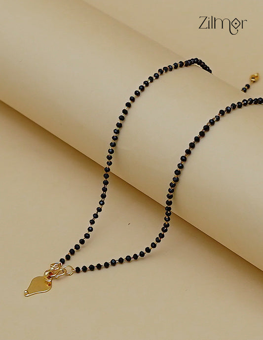18K Gold Plated Black Bead Thaali Pendant Mangalsutra Necklace - SK1012732