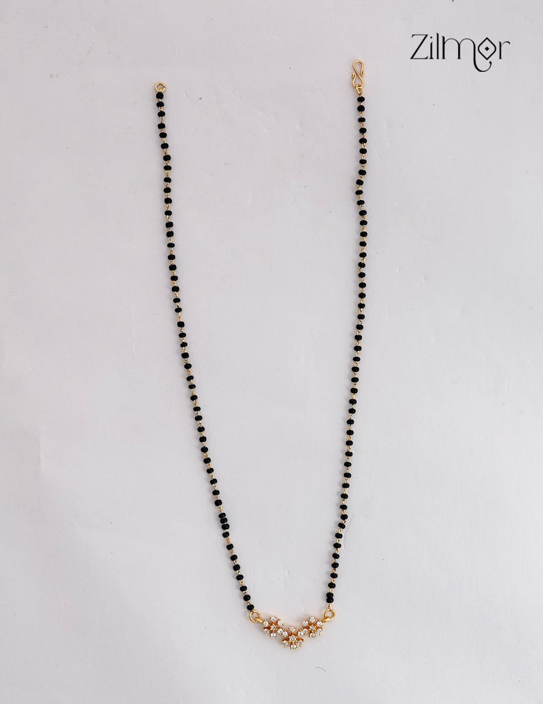 18K Gold Plated Black Bead with AD Stone Mangalsutra Necklace  - PP1012596