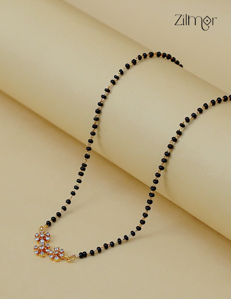 18K Gold Plated Black Bead with AD Stone Mangalsutra Necklace  - PP1012596