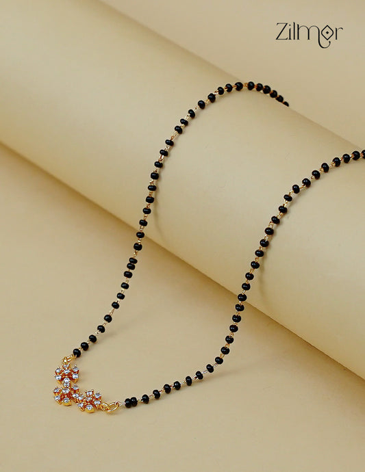 18K Gold Plated Black Bead with AD Stone Mangalsutra Necklace  - PP1012596