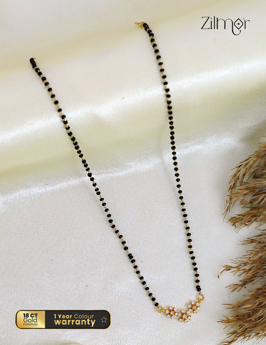 18K Gold Plated Black Bead with AD Stone Mangalsutra Necklace  - PP1012596