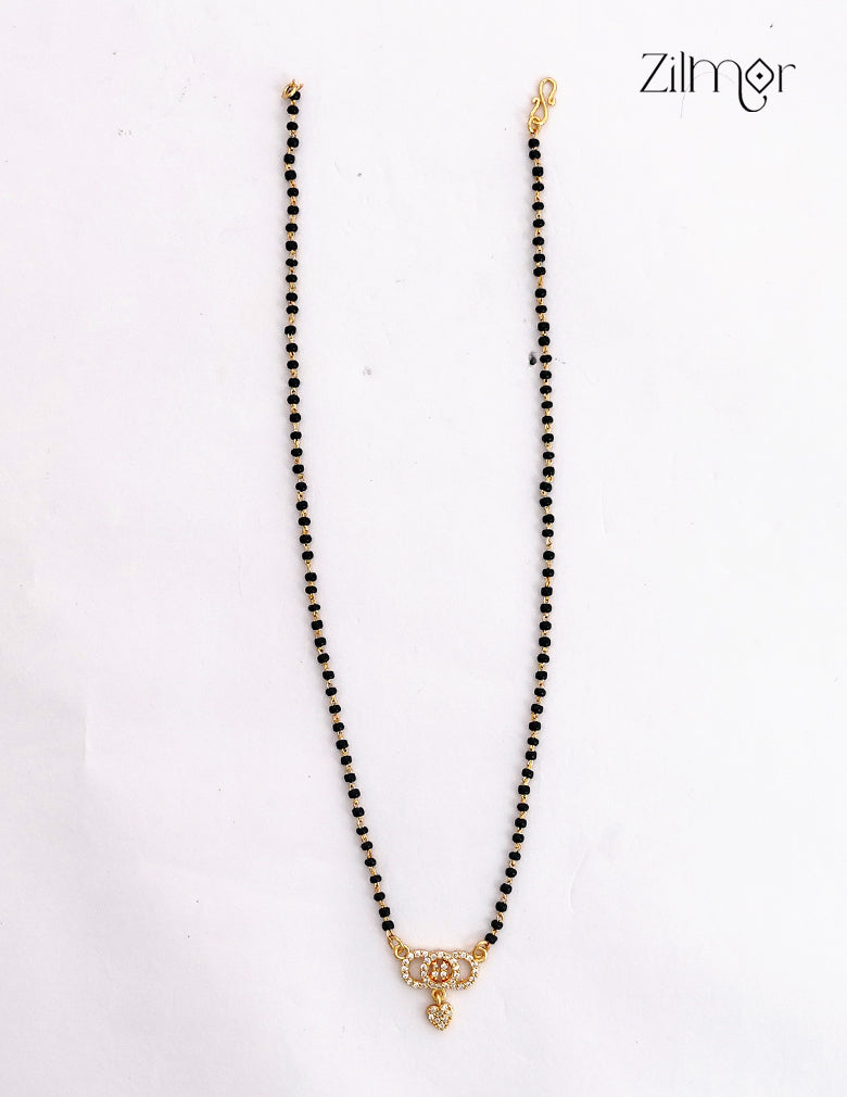18K Gold Plated Black Bead with AD Stone Mangalsutra Necklace  - PP1012597